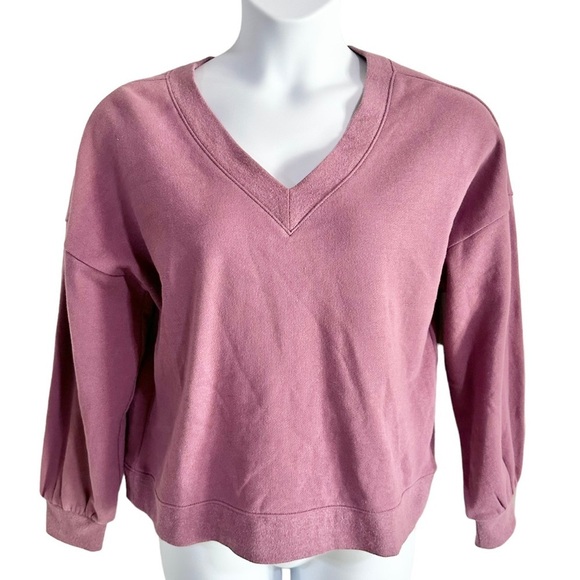 Wildfox Mauve V-Neck Cropped Sweatshirt - M  NWOT - Picture 2 of 6